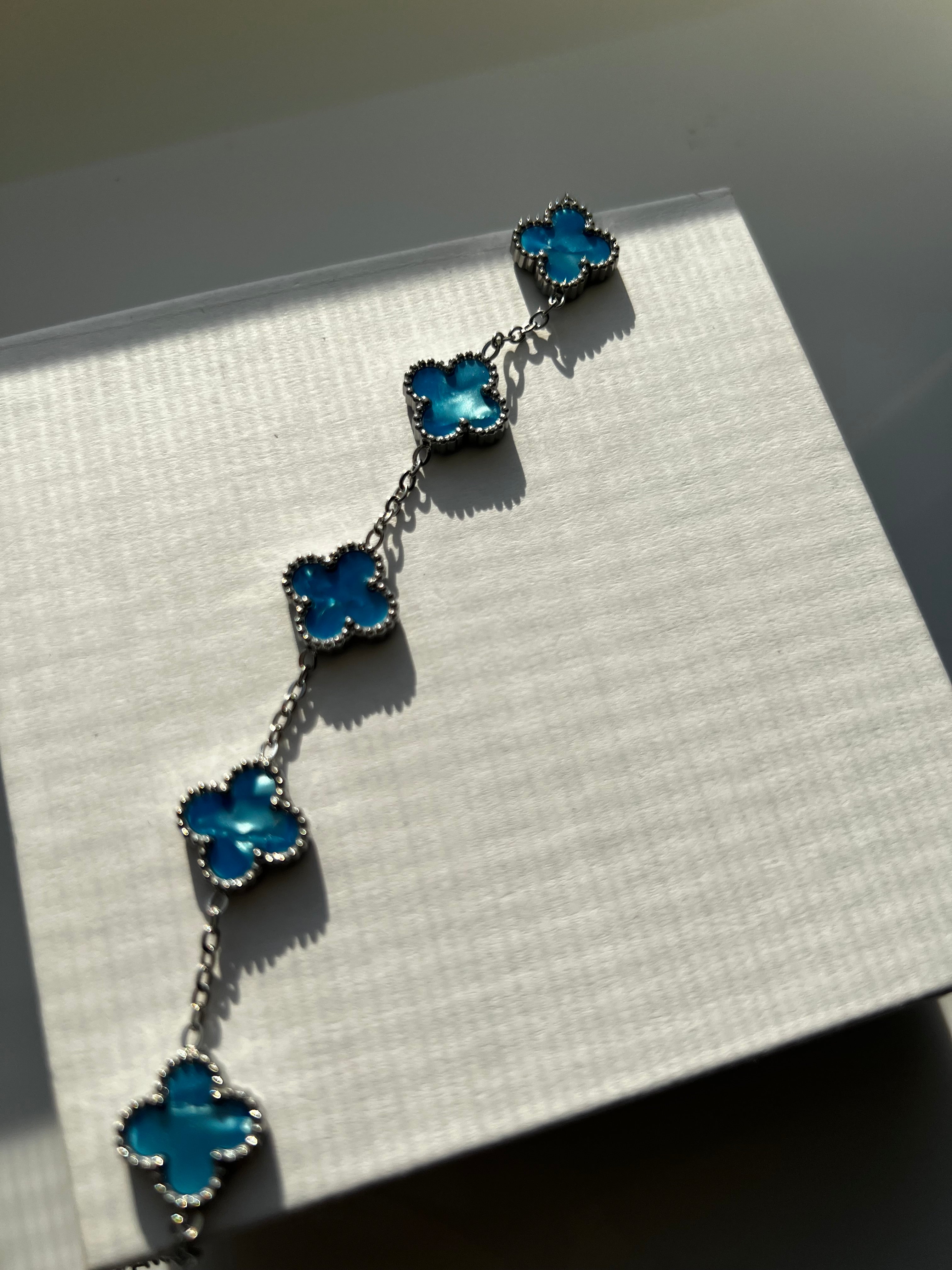 Blue Marble Clover Bracelet