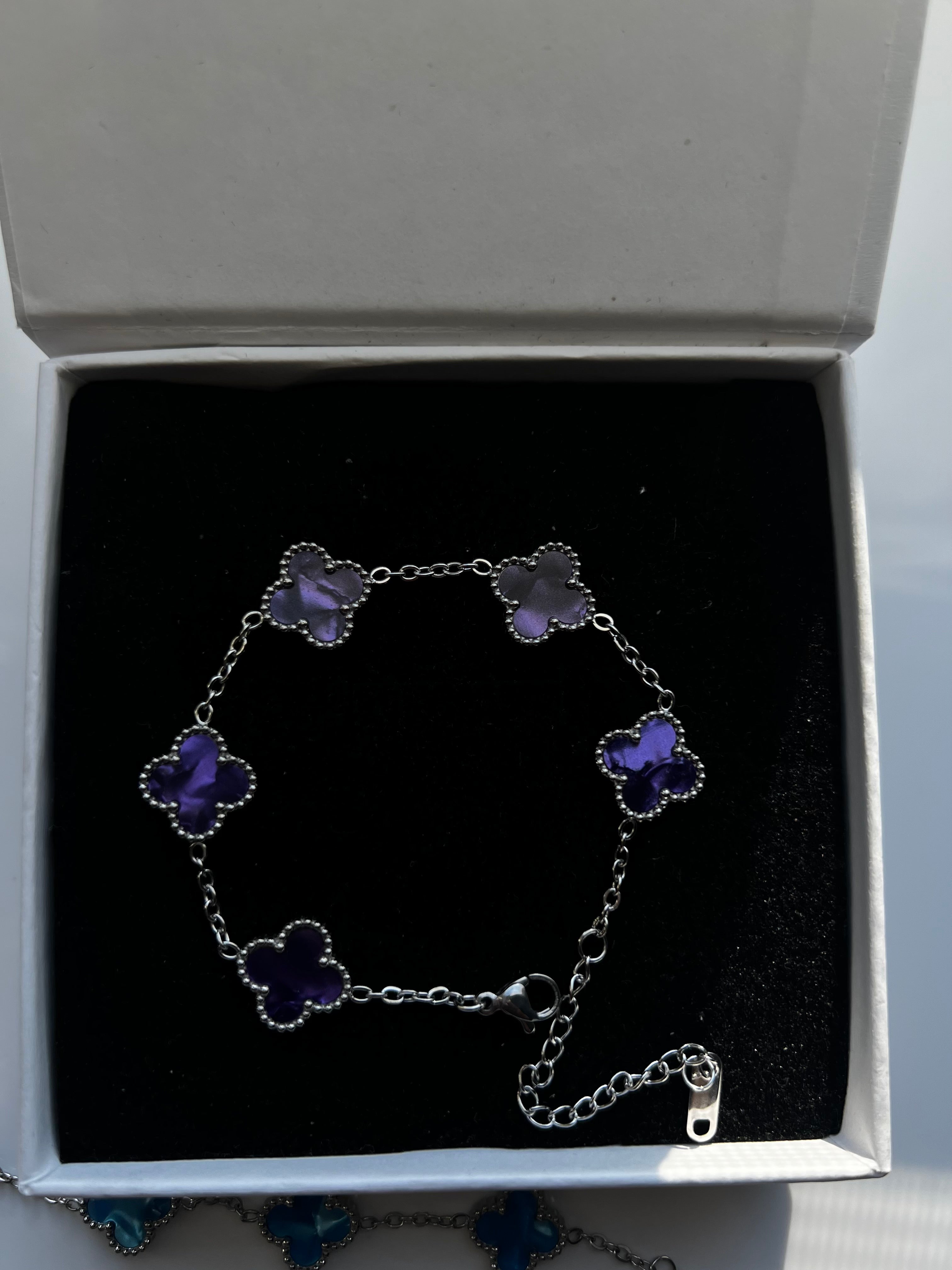 Purple Marble Clover Bracelet